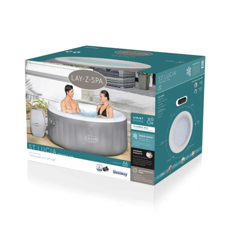 St. Lucia Lay Z Spa Bestway Napuhavajuća Hidromasažna Kada Za 3 Osobe + Pumpa + Filter + Navlaka 8