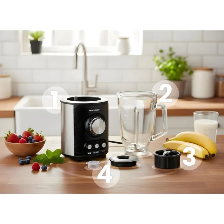 Stakleni Blender Za Smoothieje, Koktele, Drobljenje Leda, 1,5 L, 800 W, Bd 751, Berdsen, Crni 12