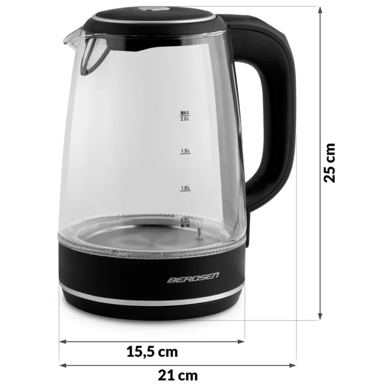 Stakleno Kuhalo Za Vodu Berdsen Bd 702, 2 L, Crno 10