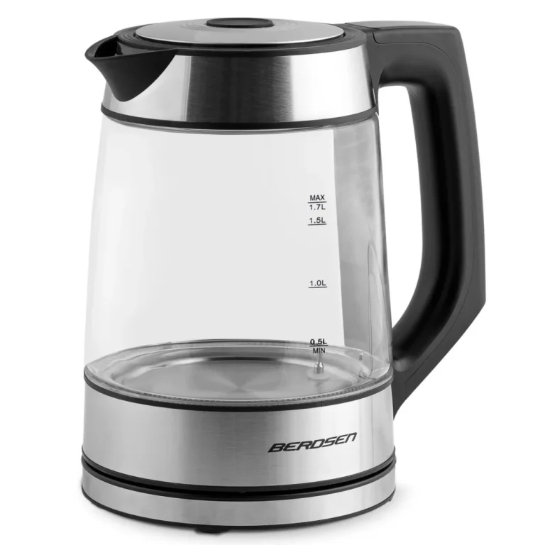 Stakleno Kuhalo Za Vodu Berdsen Bd 704, 1,7 L, Crno Srebrno 2