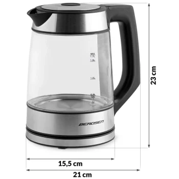 Stakleno Kuhalo Za Vodu Berdsen Bd 704, 1,7 L, Crno Srebrno 8