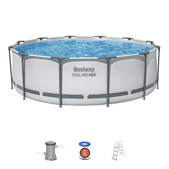 Steel Pro Max 366x100 Sivi Bazen S Okvirom, 3,6 M Bestway 4 U 1 + Pumpa, Filter + Ljestve 1