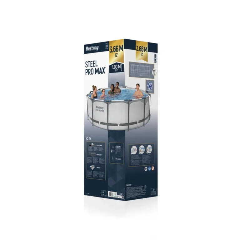Steel Pro Max 366x100 Sivi Bazen S Okvirom, 3,6 M Bestway 4 U 1 + Pumpa, Filter + Ljestve 11