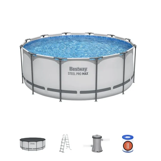 Steel Pro Max 366x122 12ft Bestway 5u1 Bazen S Okvirom + Ljestve + Pokrov + Filter Pumpe 1