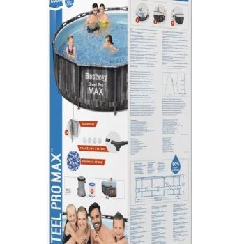 Steel Pro Max Bazen S Okvirom 366x100, Imitacija Drva, 3,6 M, Bestway 4 U 1, Pumpa, Filter, Ljestve 8