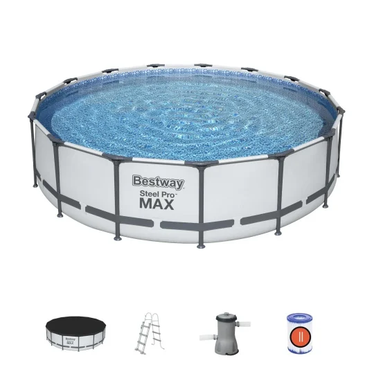 Steel Pro Max Bazen S Okvirom 457x107 Cm, 15 Stopa, Sivi Bestway 5 U 1 + Pribor 1