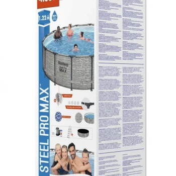Steel Pro Max Bazen S Okvirom 488x122, Imitacija Kamena, 16 Stopa, Bestway 5 U 1 + Pribor 8