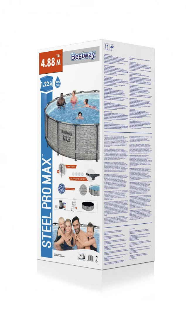 Steel Pro Max Bazen S Okvirom 488x122, Imitacija Kamena, 16 Stopa, Bestway 5 U 1 + Pribor 8
