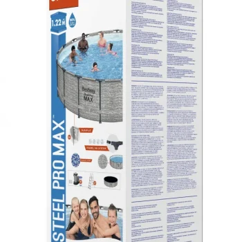 Steel Pro Max Bazen S Okvirom 549x122, Imitacija Kamena, 18 Stopa, Bestway 5 U 1 + Pribor 9