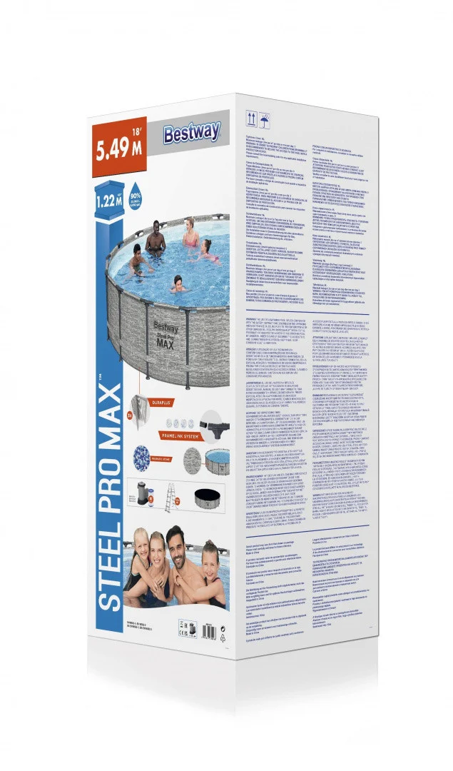 Steel Pro Max Bazen S Okvirom 549x122, Imitacija Kamena, 18 Stopa, Bestway 5 U 1 + Pribor 9