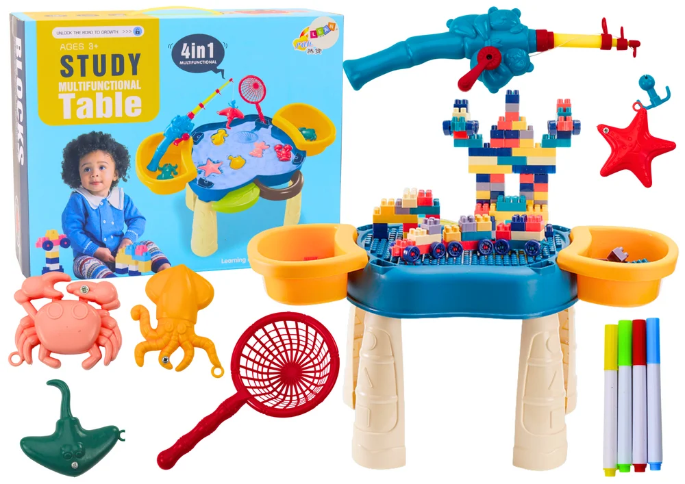 Stol 4u1 Kocke Ribolov I Crtanje Plavi 1