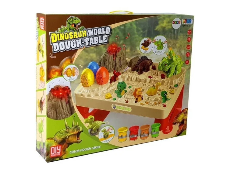 Stol Za Play Dough S Vulkanom I Jajima Dinosaura 11