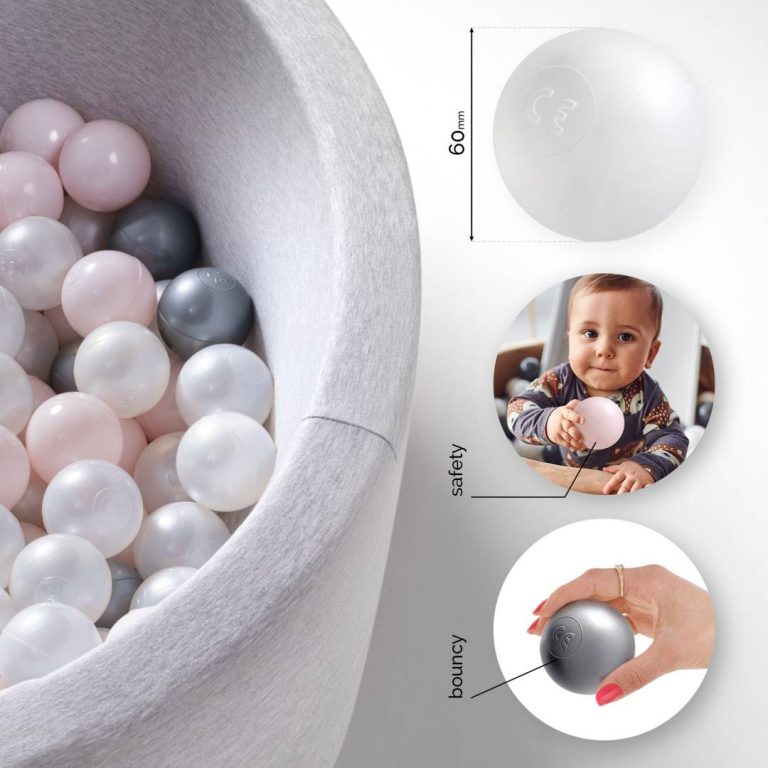 Suhe Kuglice Za Bazen, 6 Cm, Set Od 200: Biserne, Srebrne, Biserno Svijetlo Ružičaste 2