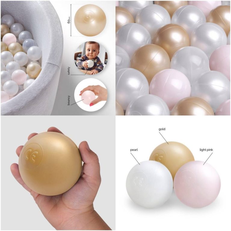 Suhe Kuglice Za Bazen, 6 Cm, Set Od 200: Biserne, Zlatne, Biserno Svijetlo Ružičaste 9