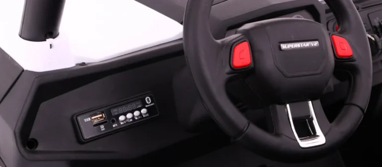 Superstar Kolica Za Djecu Bijela + 4x4 Pogon + Daljinski Upravljač + Nosač Za Prtljagu + Mp3 Led + 9