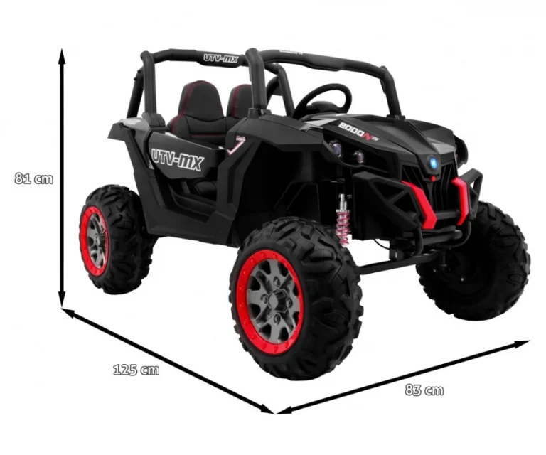 Superstar Kolica Za Djecu Crna + 4x4 Pogon + Daljinski Upravljač + Nosač Za Prtljagu + Mp3 Led + 2