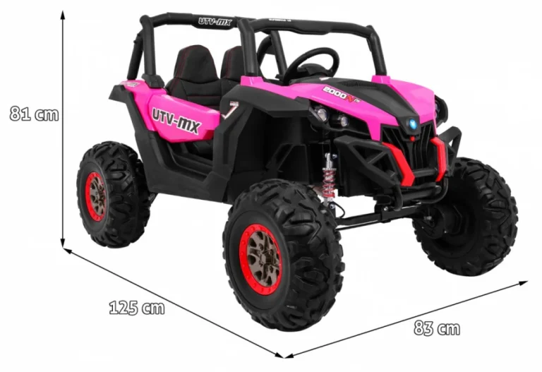 Superstar Kolica Za Djecu Roza + 4x4 Pogon + Daljinski Upravljač + Nosač Za Prtljagu + Mp3 Led + Brava Na Vratima 2