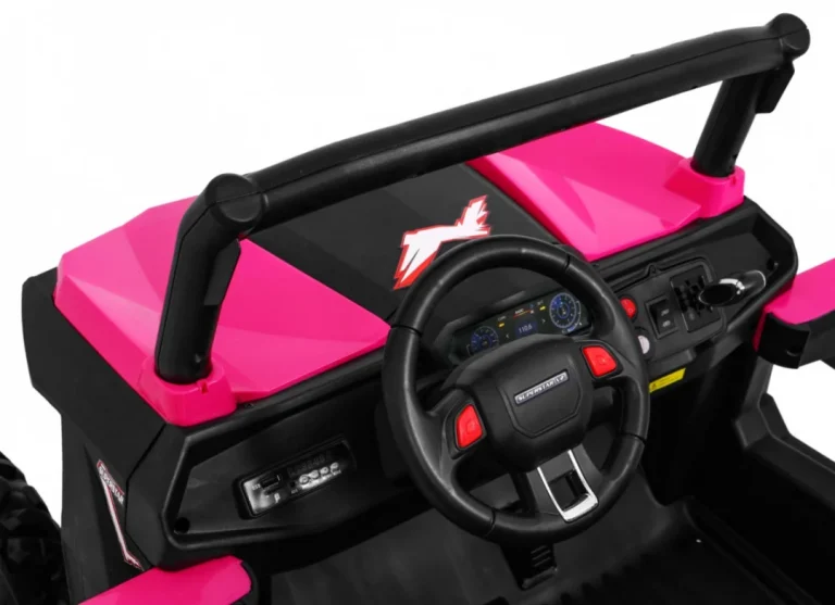 Superstar Kolica Za Djecu Roza + 4x4 Pogon + Daljinski Upravljač + Nosač Za Prtljagu + Mp3 Led + Brava Na Vratima 8