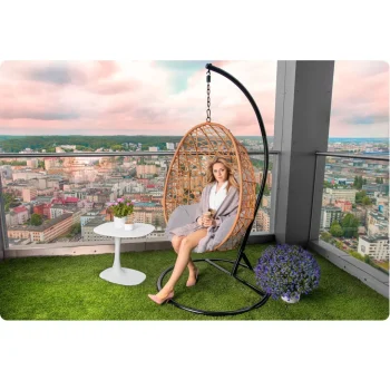 Svijetlosmeđa Vrtna Viseća Stolica Sabana + Sivi Jastuci Sofotel 12