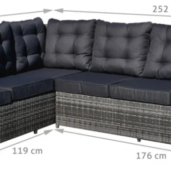 Tehoratan Vrtni Set 4u1 Sivi S Kutnom Sofom 6