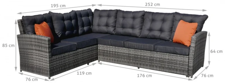 Tehoratan Vrtni Set 4u1 Sivi S Kutnom Sofom 6