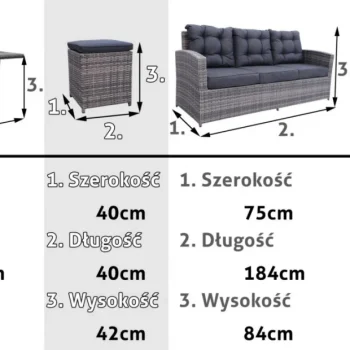 Tehoratan Vrtni Set 6u1 Sivi Sa Sofom I Foteljama 8