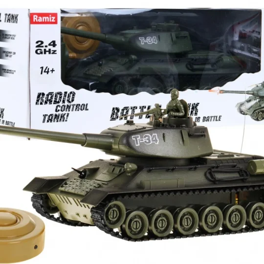 Tenk T 34 Na Daljinsko Upravljanje Za Djecu 3+ Zeleni Model Pucanje 1:28 + Odlična Tenkovska Bitka 1
