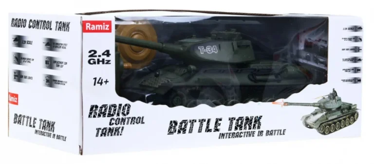 Tenk T 34 Na Daljinsko Upravljanje Za Djecu 3+ Zeleni Model Pucanje 1:28 + Odlična Tenkovska Bitka 3