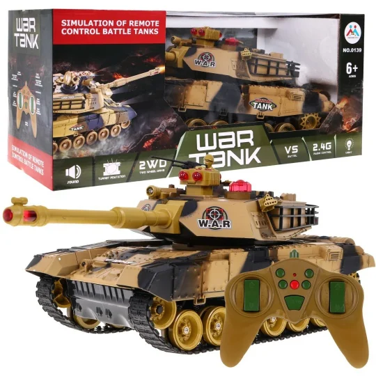 Tenk Na Daljinsko Upravljanje Za Djecu 3+ Godine Bež 1:18 + Daljinski Upravljač + Zvukovi + Led + 1