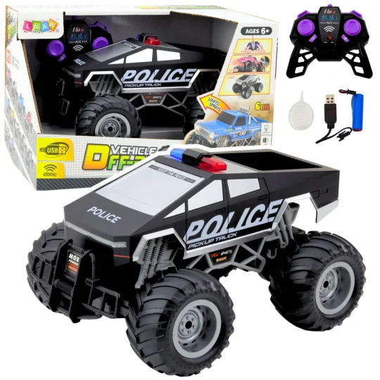 Terenski Rc Policijski Automobil Na Daljinsko Upravljanje, Crni 1:16 1