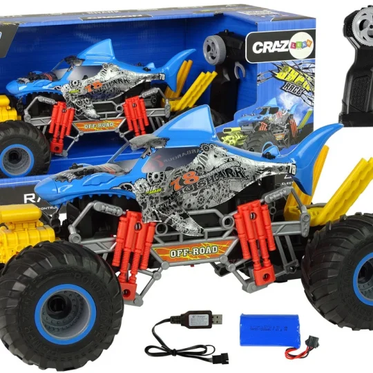 Terenski Automobil Shark Na Daljinsko Upravljanje 1:10 2.4g Plavi 15 Km/h Parni 1
