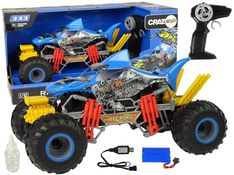 Terenski Automobil Shark Na Daljinsko Upravljanje 1:10 2.4g Plavi 15 Km/h Parni 1