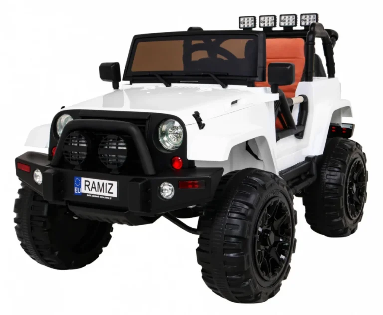 Terenski Automobil Na Baterije Za Djecu Bijeli Terenski Jeep + Daljinski Upravljač + Svjetla I Zvukovi, Bijela 1
