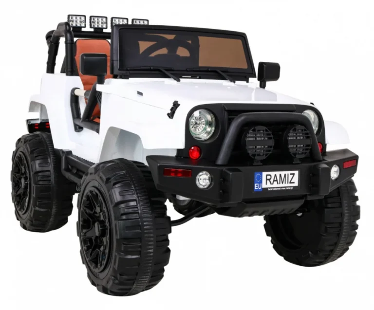 Terenski Automobil Na Baterije Za Djecu Bijeli Terenski Jeep + Daljinski Upravljač + Svjetla I Zvukovi, Bijela 11