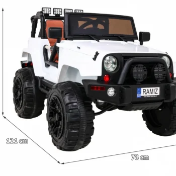 Terenski Automobil Na Baterije Za Djecu Bijeli Terenski Jeep + Daljinski Upravljač + Svjetla I Zvukovi, Bijela 2