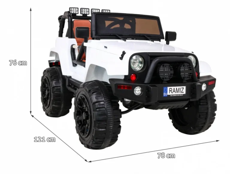 Terenski Automobil Na Baterije Za Djecu Bijeli Terenski Jeep + Daljinski Upravljač + Svjetla I Zvukovi, Bijela 2