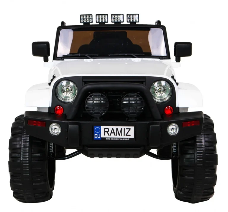 Terenski Automobil Na Baterije Za Djecu Bijeli Terenski Jeep + Daljinski Upravljač + Svjetla I Zvukovi, Bijela 3