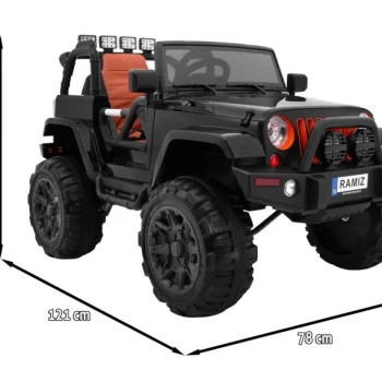 Terenski Automobil Na Baterije Za Djecu Crni Jeep Terensko Vozilo + Daljinski Upravljač + Svjetla I Zvukovi, Crna 2