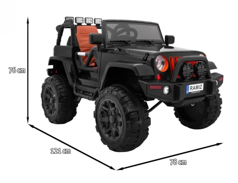 Terenski Automobil Na Baterije Za Djecu Crni Jeep Terensko Vozilo + Daljinski Upravljač + Svjetla I Zvukovi, Crna 2