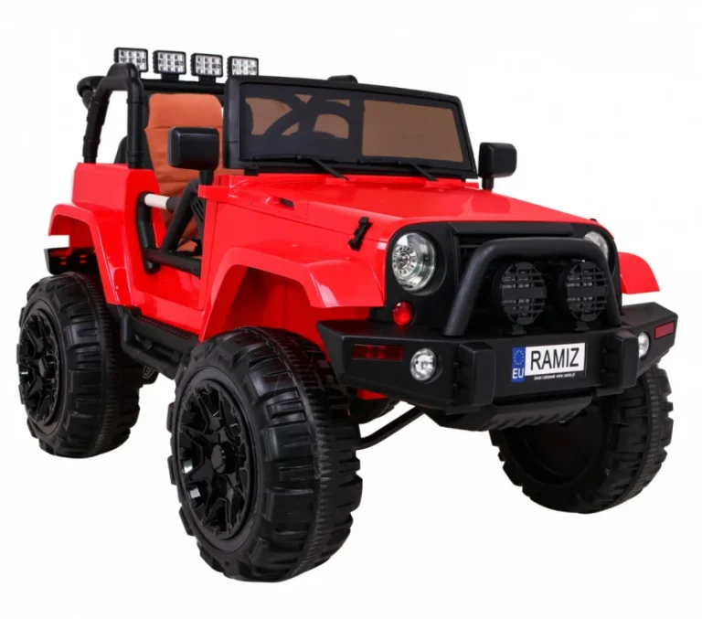 Terenski Automobil Na Baterije Za Djecu, Crveni Jeep, Terensko Vozilo + Daljinski Upravljač, Crvena 10
