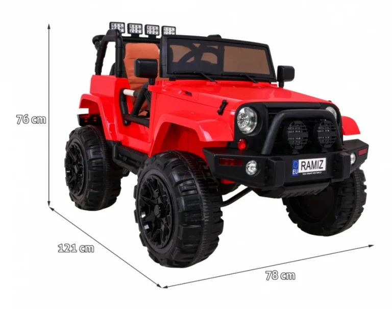Terenski Automobil Na Baterije Za Djecu, Crveni Jeep, Terensko Vozilo + Daljinski Upravljač, Crvena 2