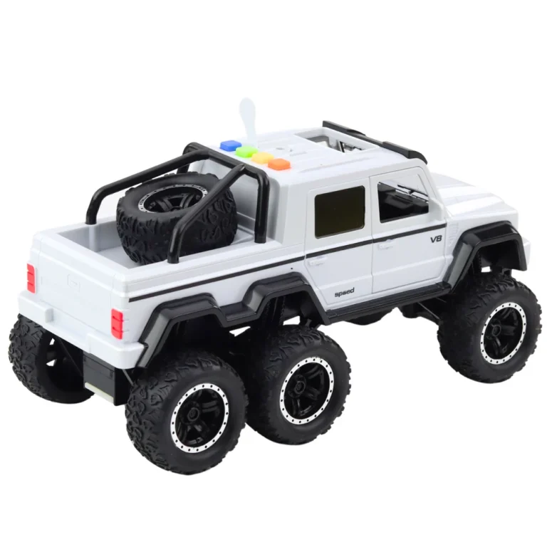 Terenski Pickup 6×6 S Trenjem Svjetla I Zvukovi Bijeli 1:16 3