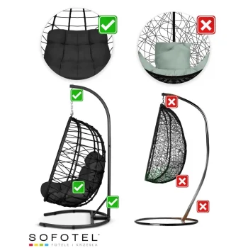 Tihuana Crna Viseća Vrtna Stolica + Crni Sofotel Jastuci (290303) 13