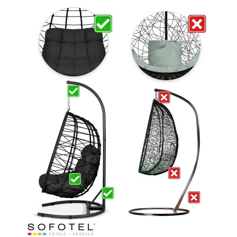Tihuana Crna Viseća Vrtna Stolica + Crni Sofotel Jastuci (290303) 13