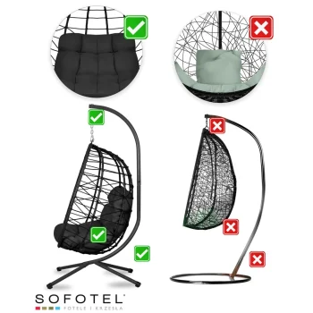 Tihuana Crna Viseća Vrtna Stolica + Crni Sofotel Jastuci (290323) 14