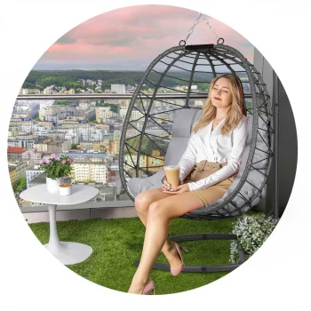 Tihuana Siva Viseća Vrtna Stolica + Sivi Sofotel Jastuci (290300) 10
