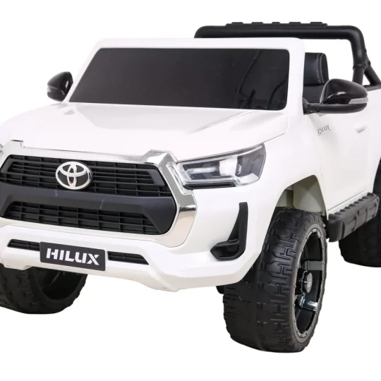 Toyota Hilux Dječji Autosjedalica Na Baterije, Bijeli Pick Up + 4x4 Pogon + Daljinski Upravljač + 2 Nosača, Bijela 1
