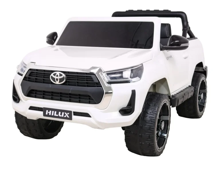 Toyota Hilux Dječji Autosjedalica Na Baterije, Bijeli Pick Up + 4x4 Pogon + Daljinski Upravljač + 2 Nosača, Bijela 1