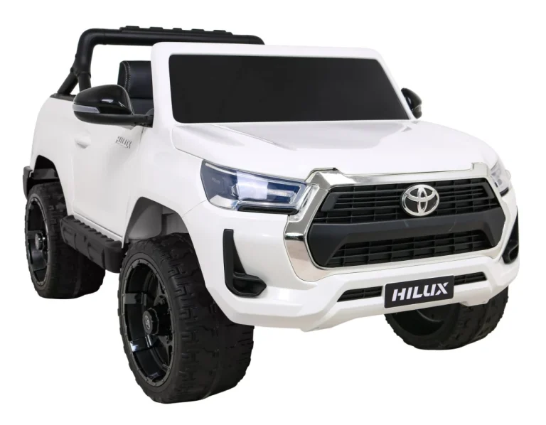 Toyota Hilux Dječji Autosjedalica Na Baterije, Bijeli Pick Up + 4x4 Pogon + Daljinski Upravljač + 2 Nosača, Bijela 10