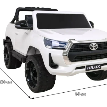 Toyota Hilux Dječji Autosjedalica Na Baterije, Bijeli Pick Up + 4x4 Pogon + Daljinski Upravljač + 2 Nosača, Bijela 11